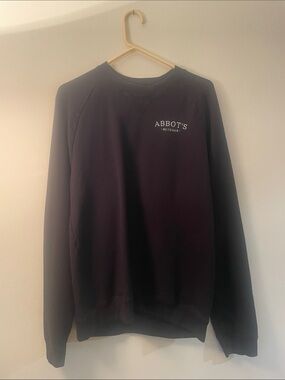 Brooklinen Black Crewneck Sweatshirt with White Chest Logo